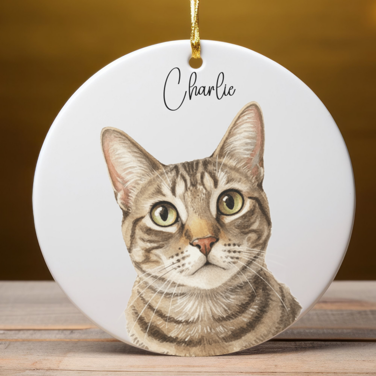 Custom Watercolor Pet Memorial Ornament with Name