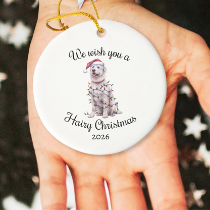 Christmas Kuvasz Ornament, Christmas Lights Dog Keepsake