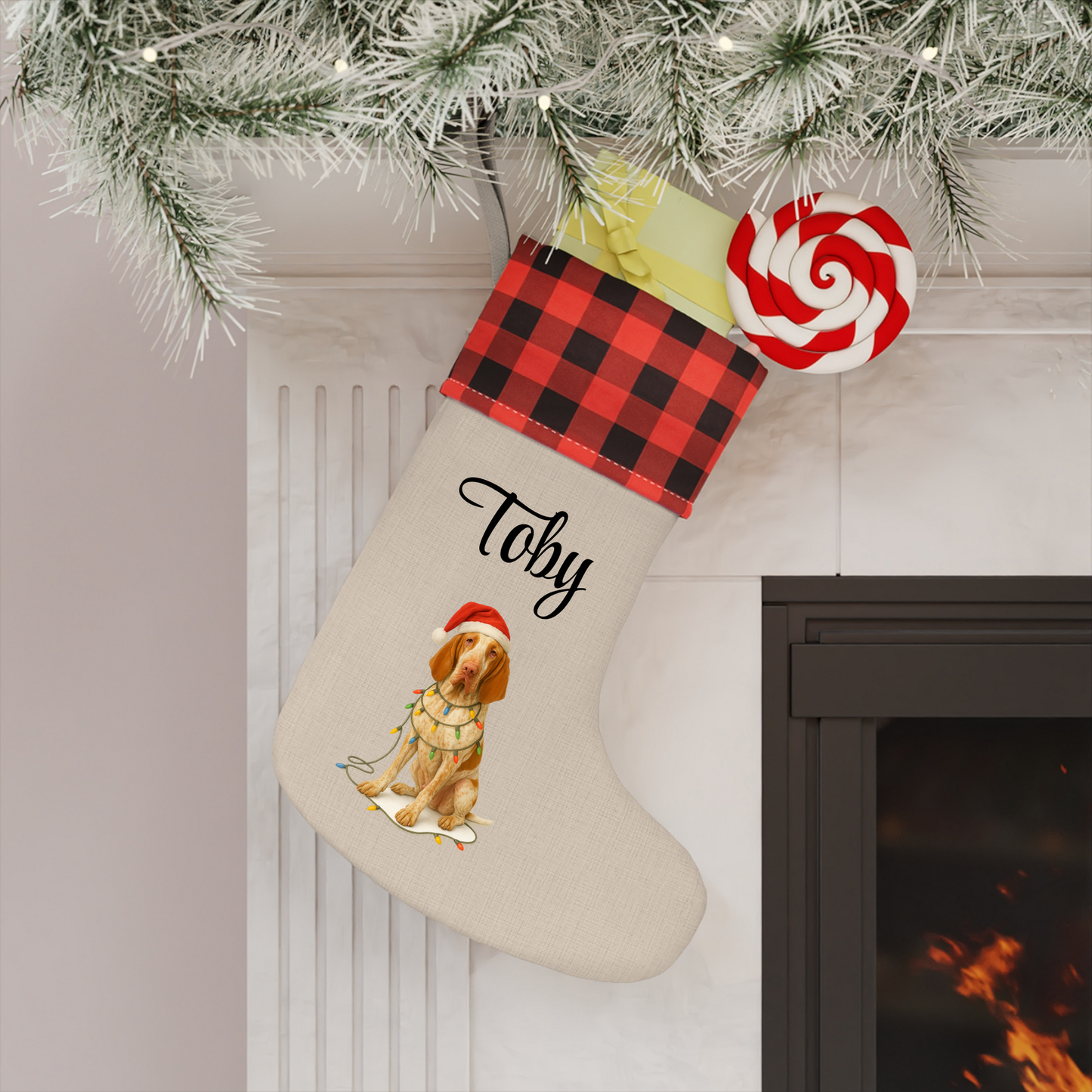 Personalized Bracco Italiano Christmas Stocking