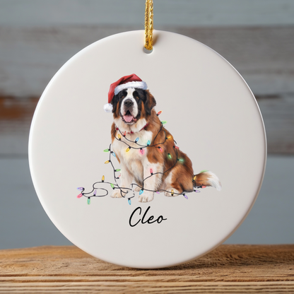 Saint Bernard Ornament, Personalized Dog Lover Gift