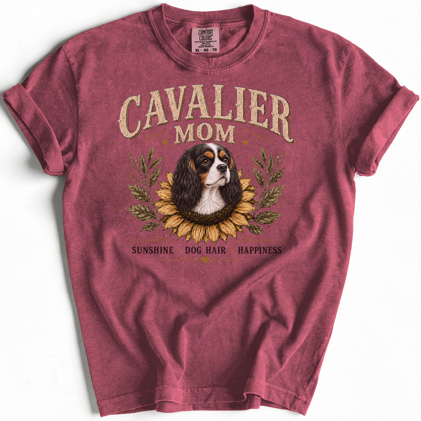 Tricolor Cavalier Mom Shirt, Cavalier King Charles Spaniel Tee, Sunflower Dog Lover Gift