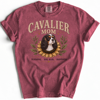 Tricolor Cavalier Mom Shirt, Cavalier King Charles Spaniel Tee, Sunflower Dog Lover Gift