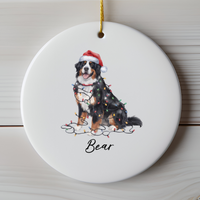 Load image into Gallery viewer, Personalized Bernese Mountain Dog Christmas Lights Ornament
