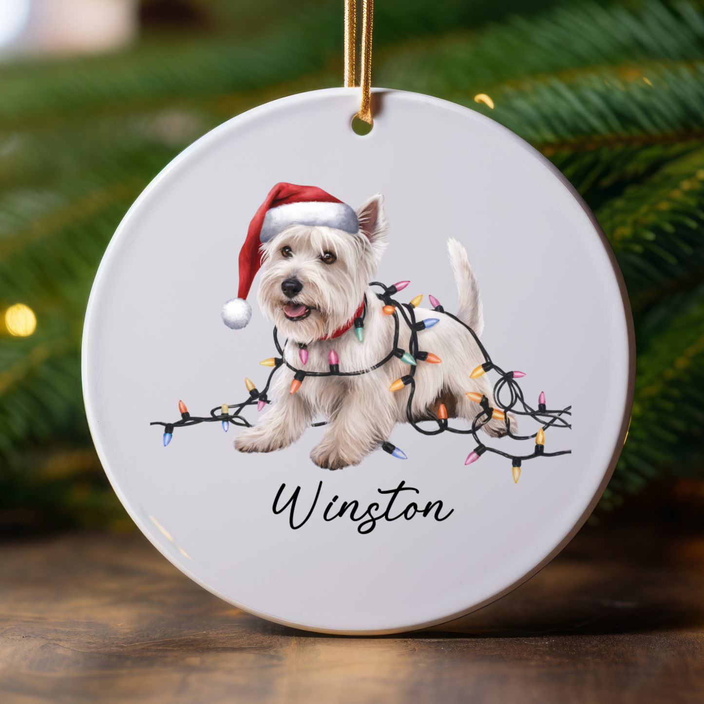 West Highland Terrier Ornament, Personalized Dog Christmas Gift
