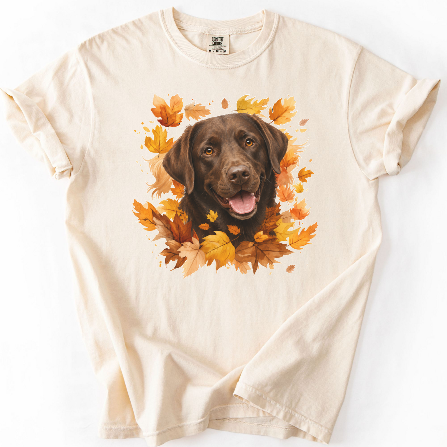 Chocolate Lab Fall Shirt, Autumn Dog Mom Comfort Colors Tee