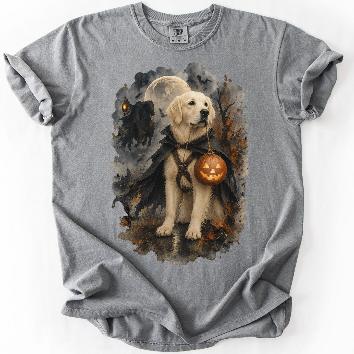 English Cream Golden Retriever Headless Horseman Inspired Halloween Comfort Colors Shirt