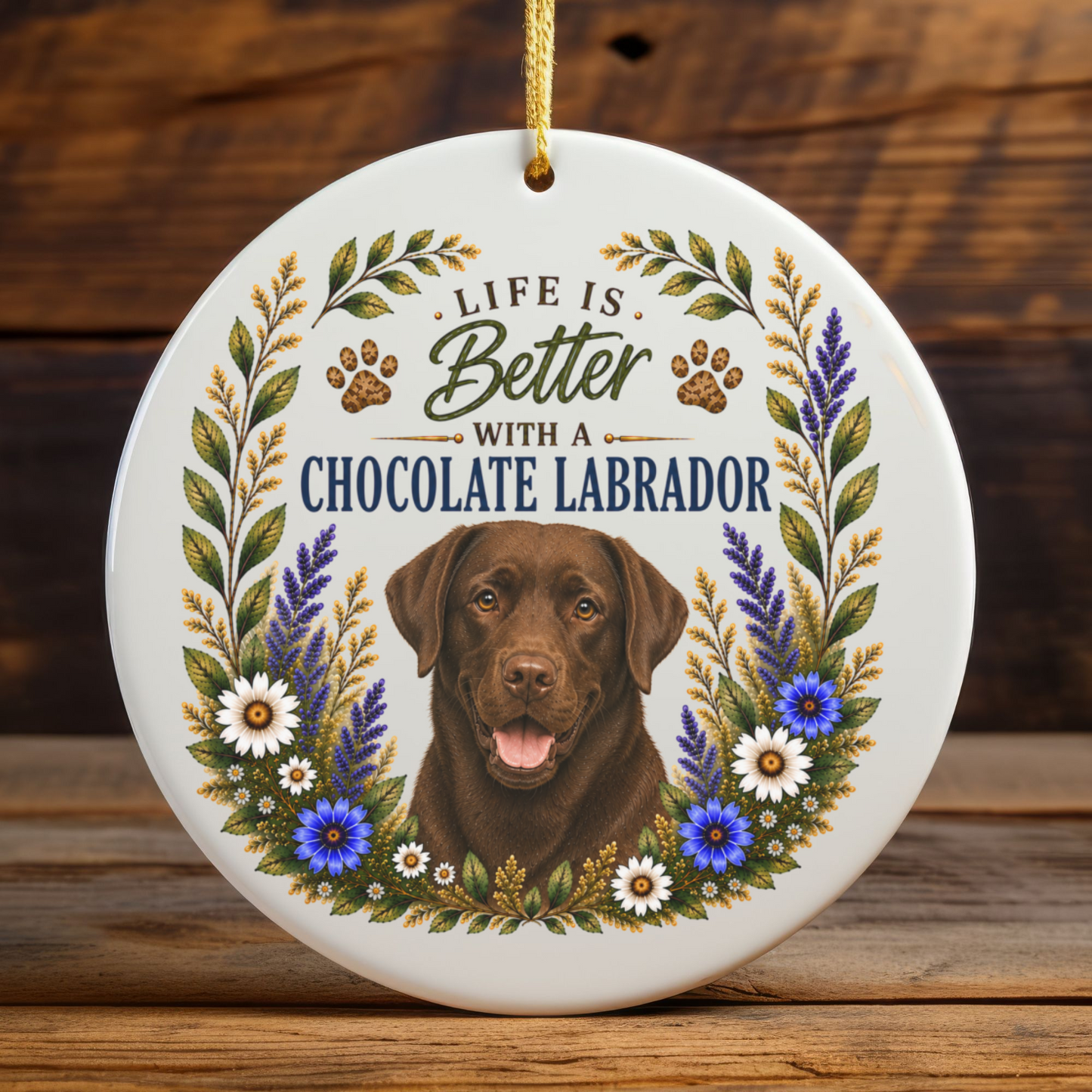 Chocolate Lab Ornament, Labrador Retriever Gift, Chocolate Lab Mom Gift, Dog Lover Keepsake