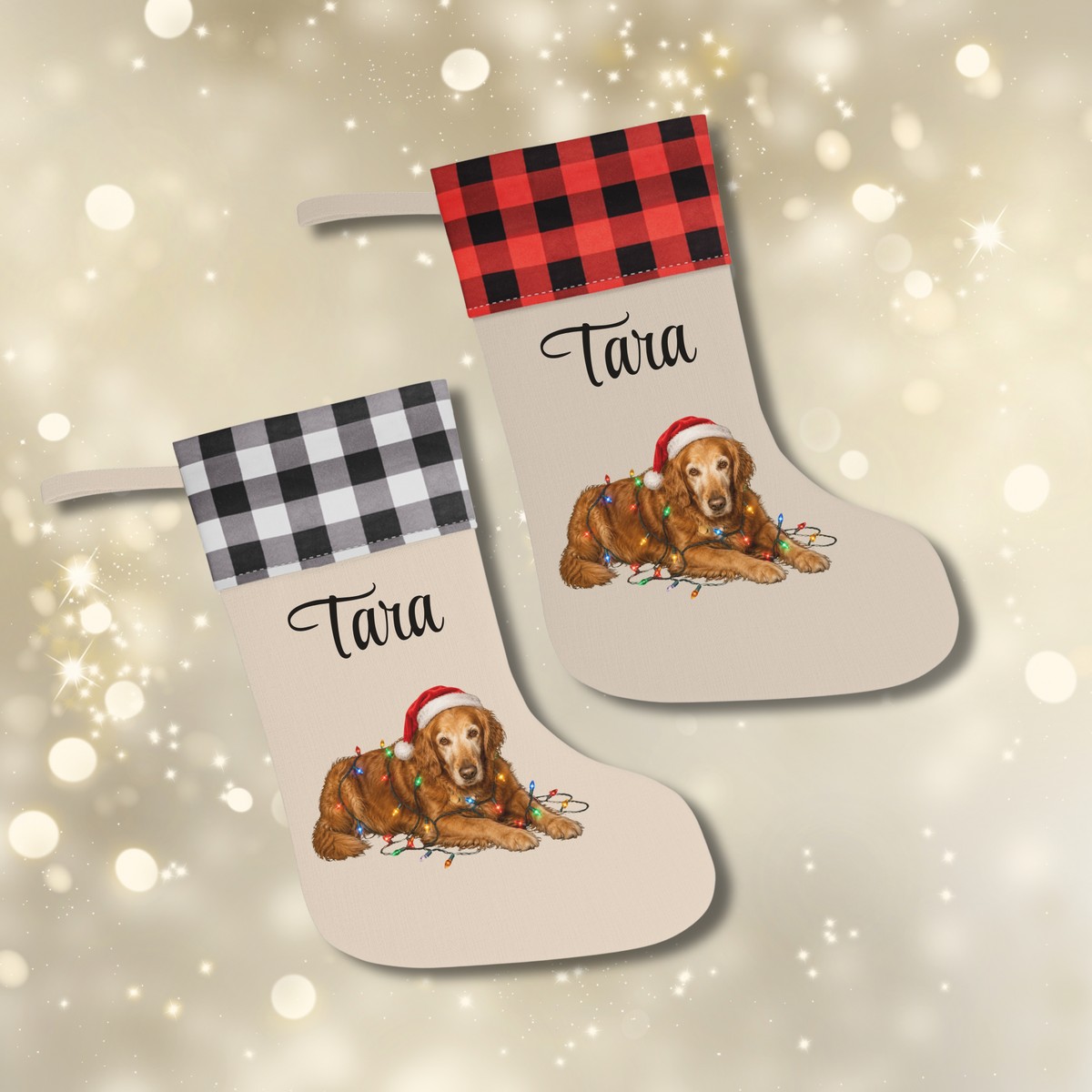 Personalized Dog Photo Christmas Stocking Custom Pet Name Holiday Decor