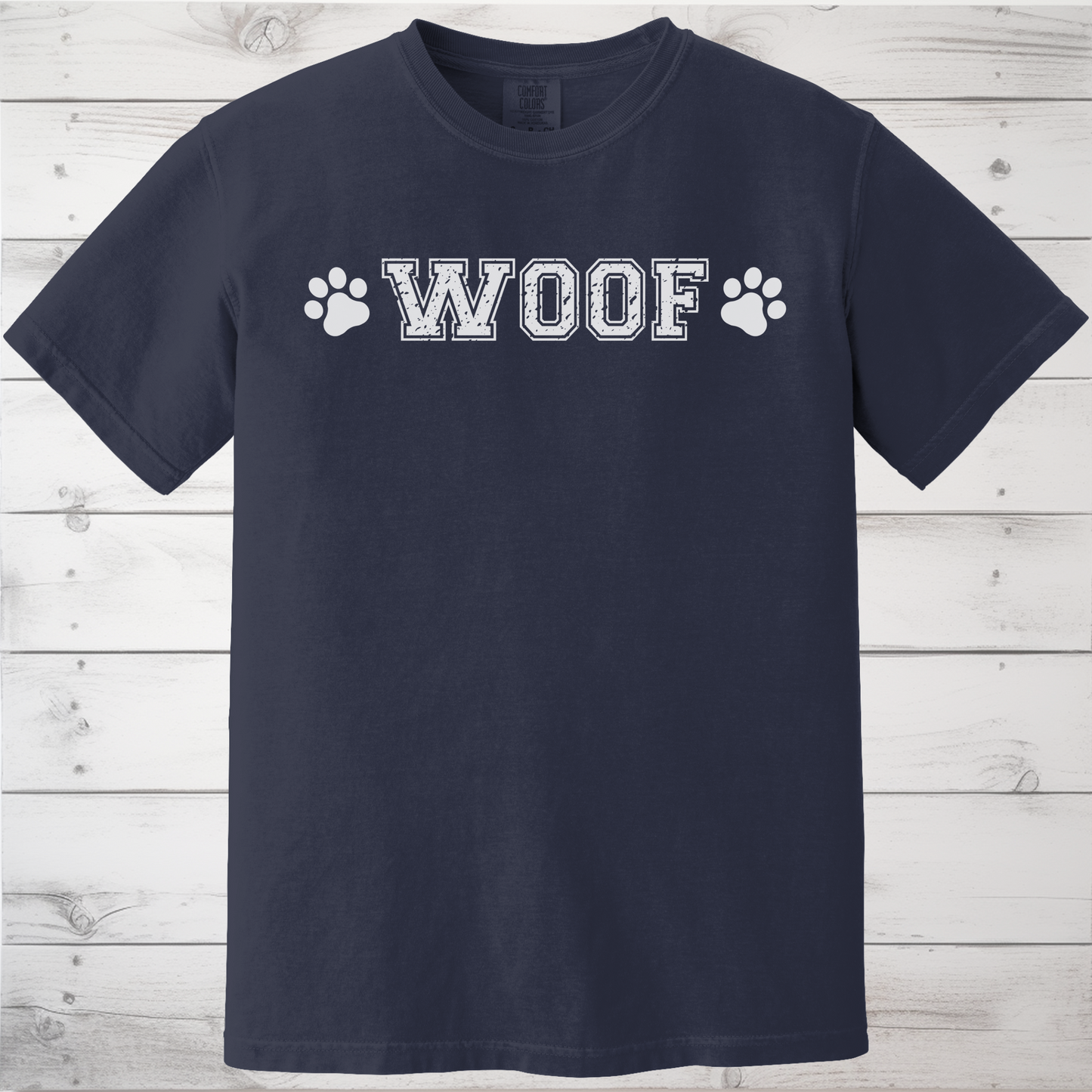WOOF Paw Print T-Shirt, Minimalist Dog Lover Tee