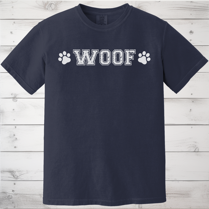 WOOF Paw Print T-Shirt, Minimalist Dog Lover Tee