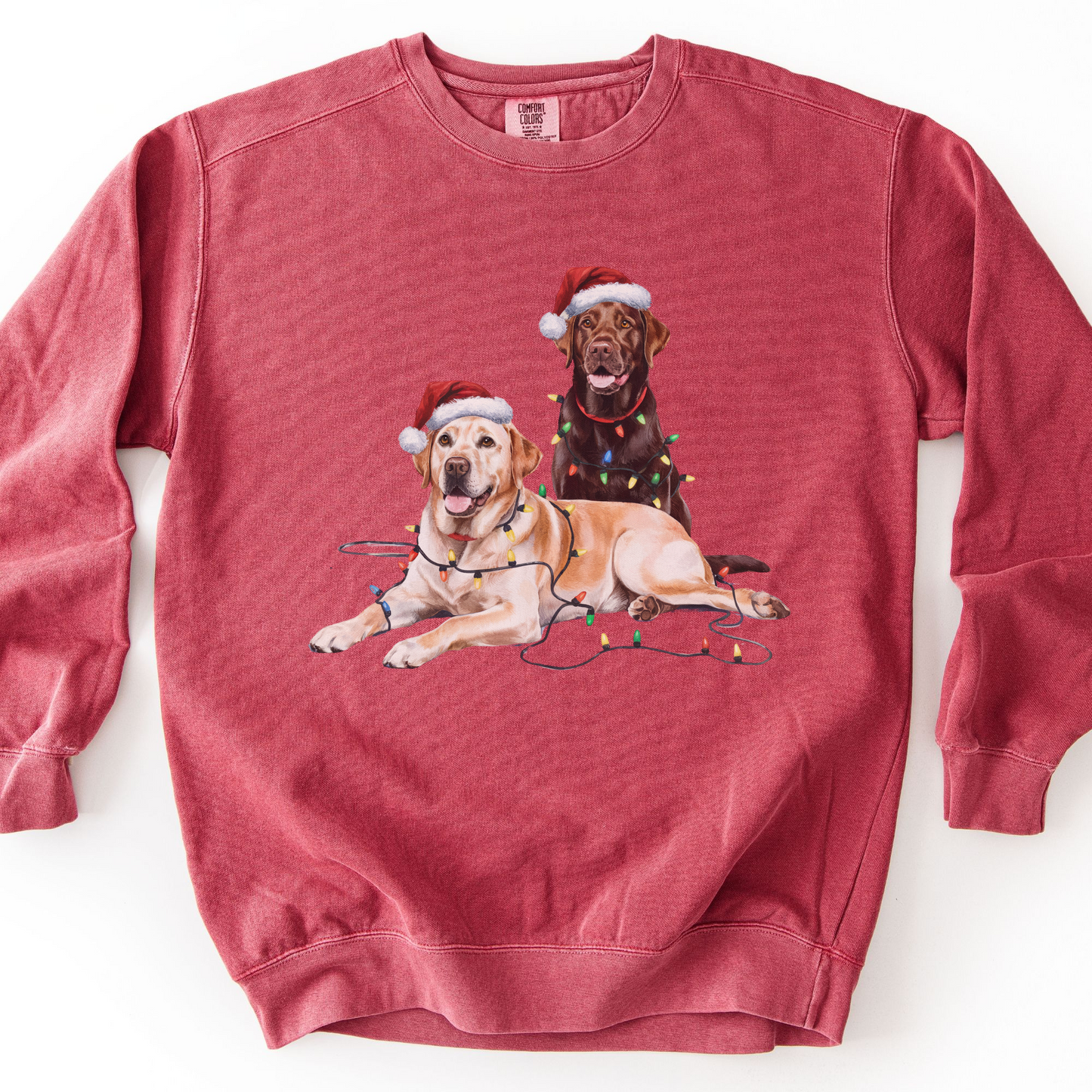 Chocolate and Yellow Lab Christmas Lights Sweatshirt