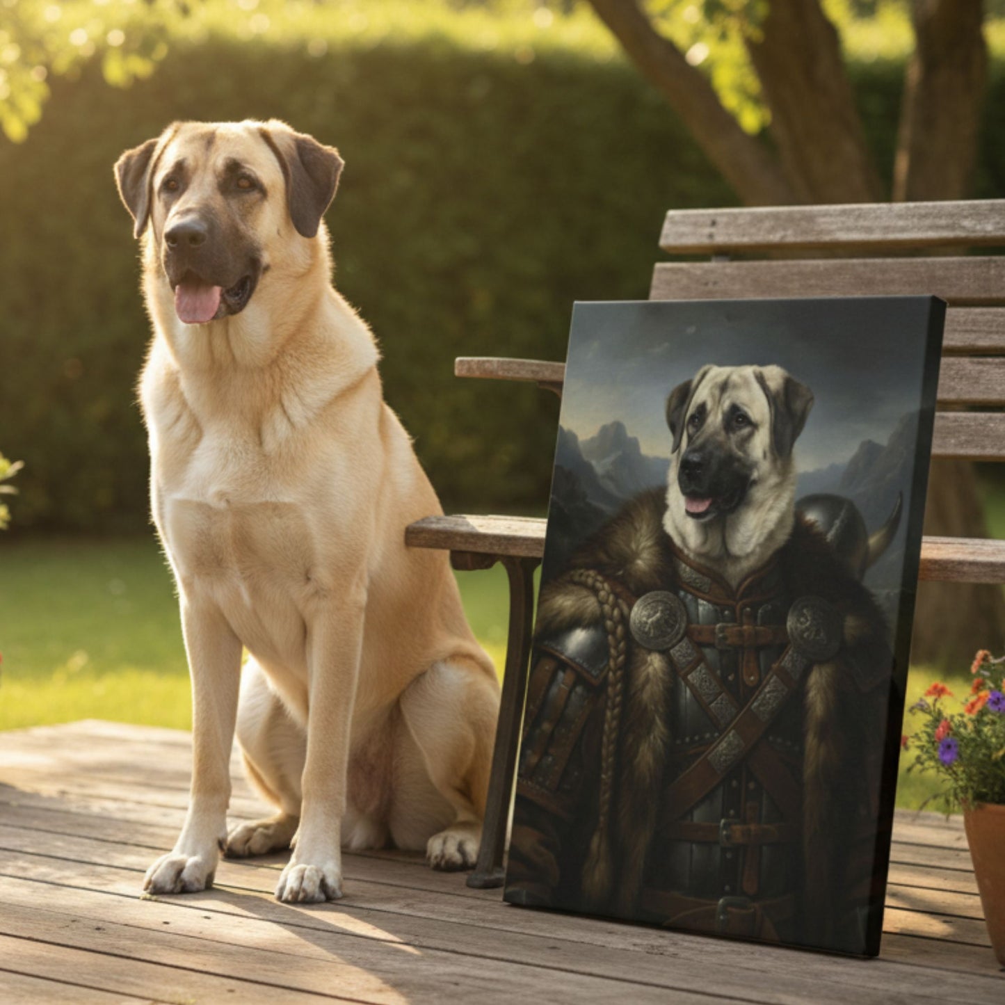 Personalized Viking Dog Portrait on Canvas, Custom Pet Art