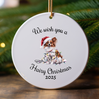 Load image into Gallery viewer, Christmas Papillon Ornament, Christmas Lights Dog Keepsake
