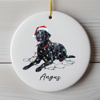 Load image into Gallery viewer, Personalized Black Labrador Christmas Lights Ornament
