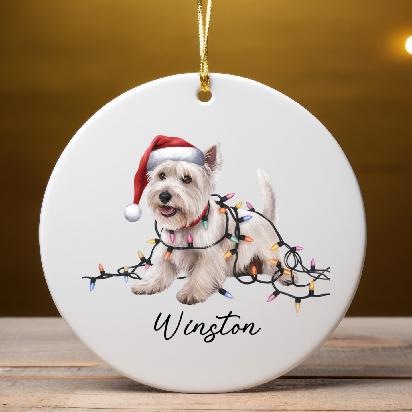 West Highland Terrier Ornament, Personalized Dog Christmas Gift