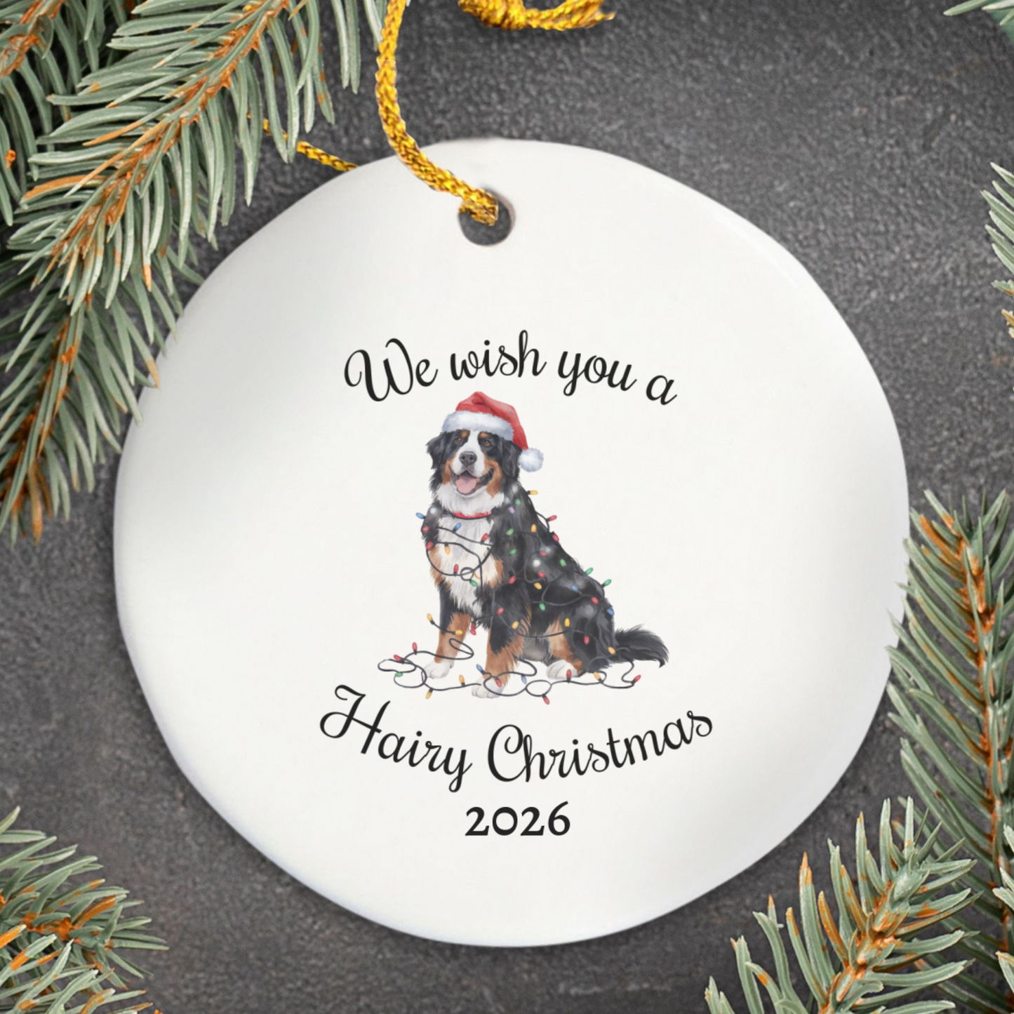 Christmas Bernese Mountain Dog Ornament, Christmas Lights Dog Keepsake, Christmas Dog, Bernese Mountain Dog Mom, Gift For Dog Lover