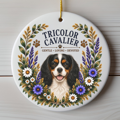 Tricolor Cavalier Ornament, Cavalier King Charles Spaniel Gift, Tricolor Cavalier Dog Mom Keepsake