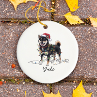 Load image into Gallery viewer, Personalized Black Shiba Inu Ornament, Custom Dog Lover Gift
