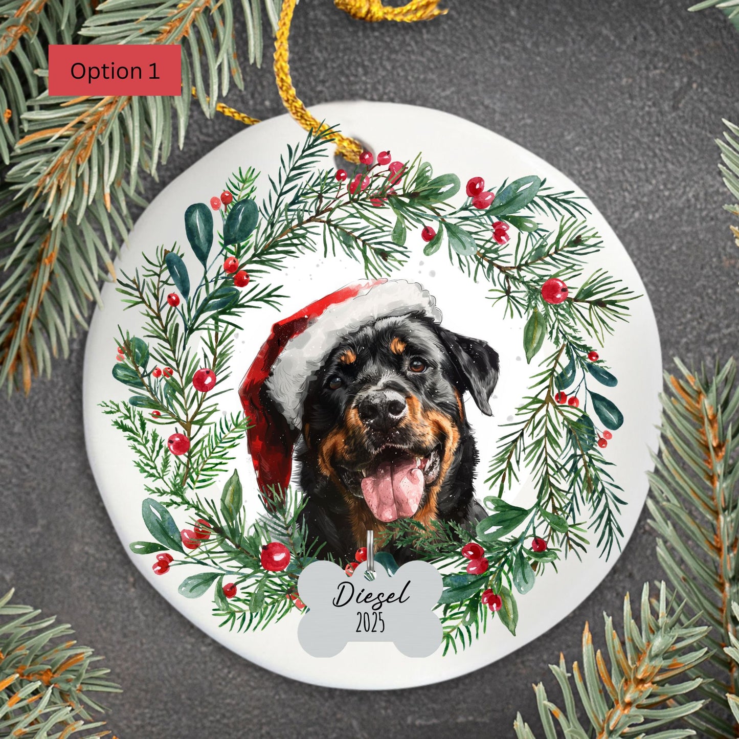 Personalized Rottweiler Christmas Ornament