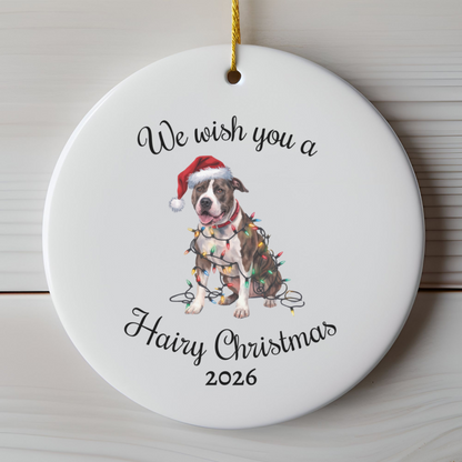 Christmas Pitbull Ornament, Christmas Lights Dog Keepsake