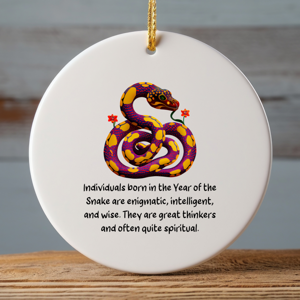 Chinese Zodiac Snake Ornament, Year of the Snake Horoscope Gift for Lunar New Year