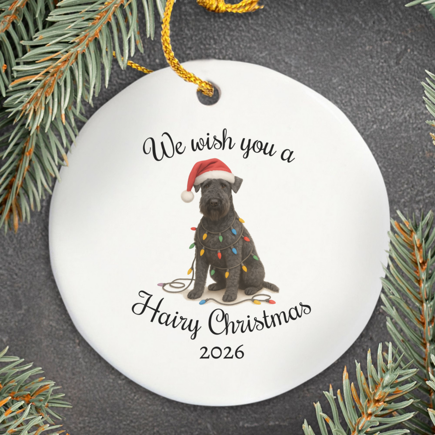 Kerry Blue Terrier Ornament, Christmas Lights Dog Keepsake