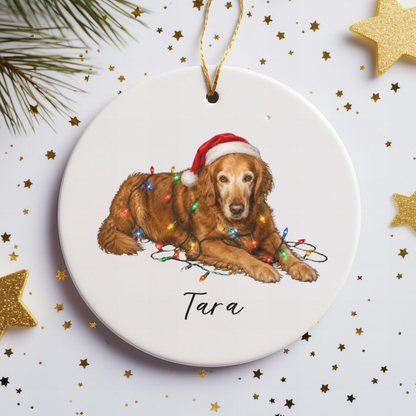 Personalized Dog Photo Christmas Ornament Custom Pet Name Ceramic Keepsake