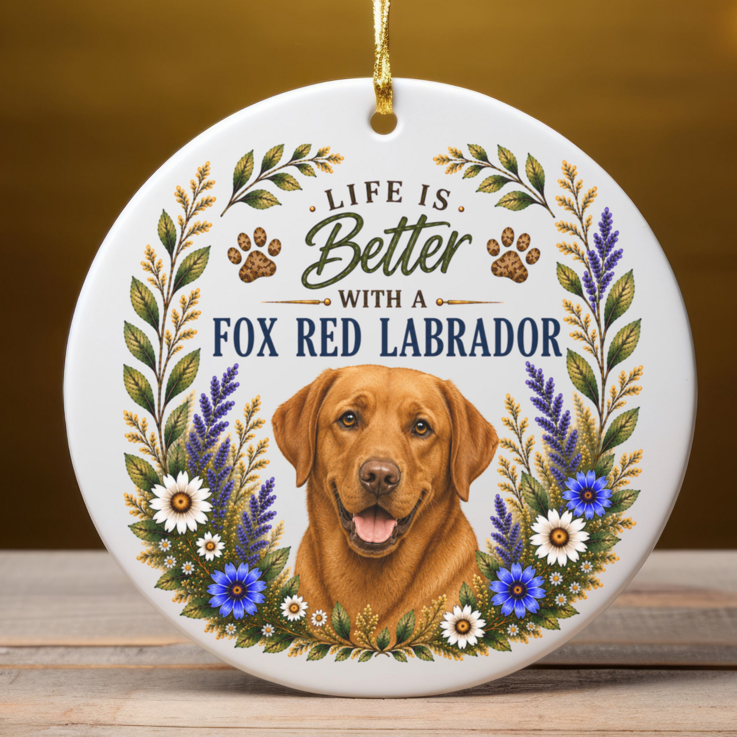 Fox Red Lab Ornament - Life Is Better