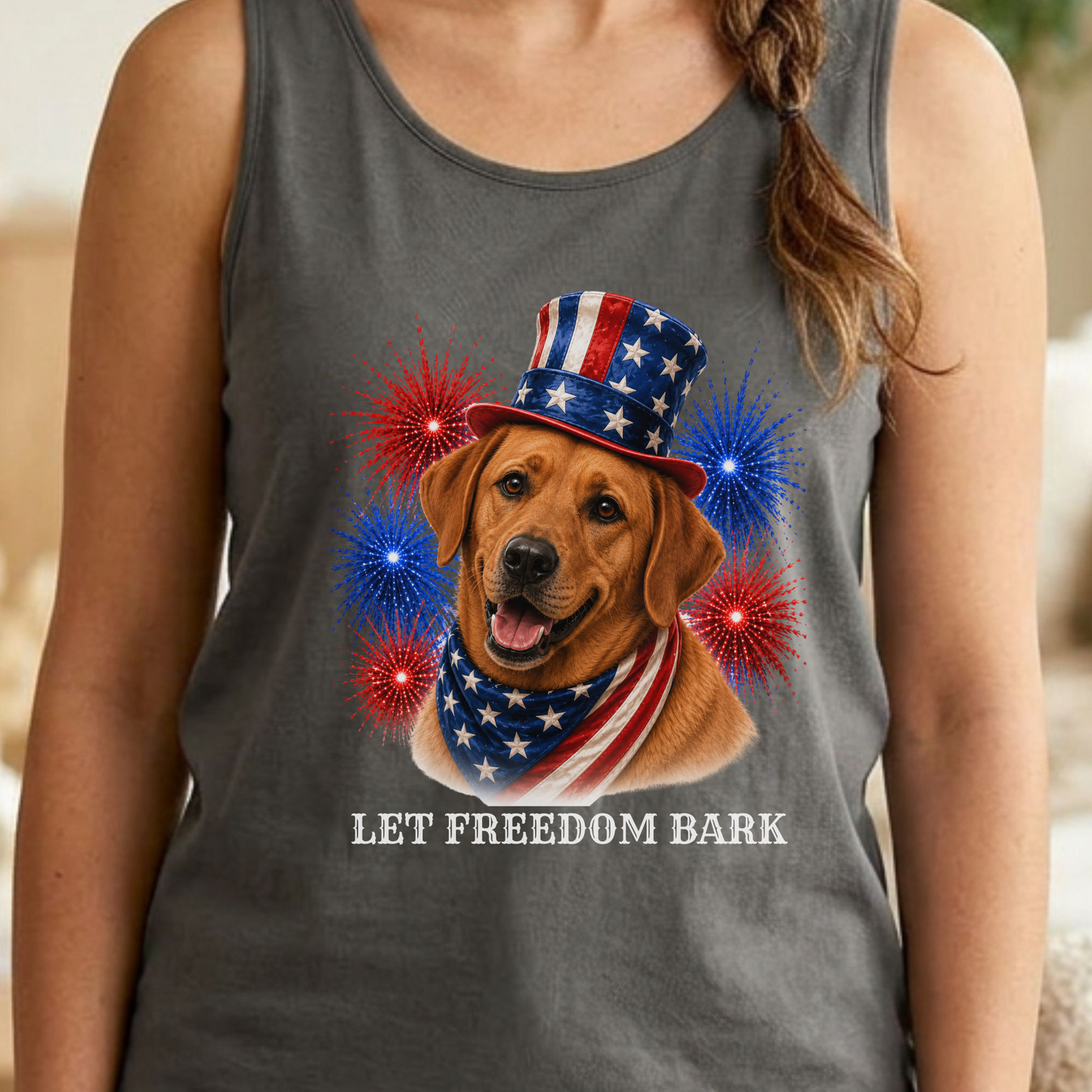 Patriotic Fox Red Lab Tank Top