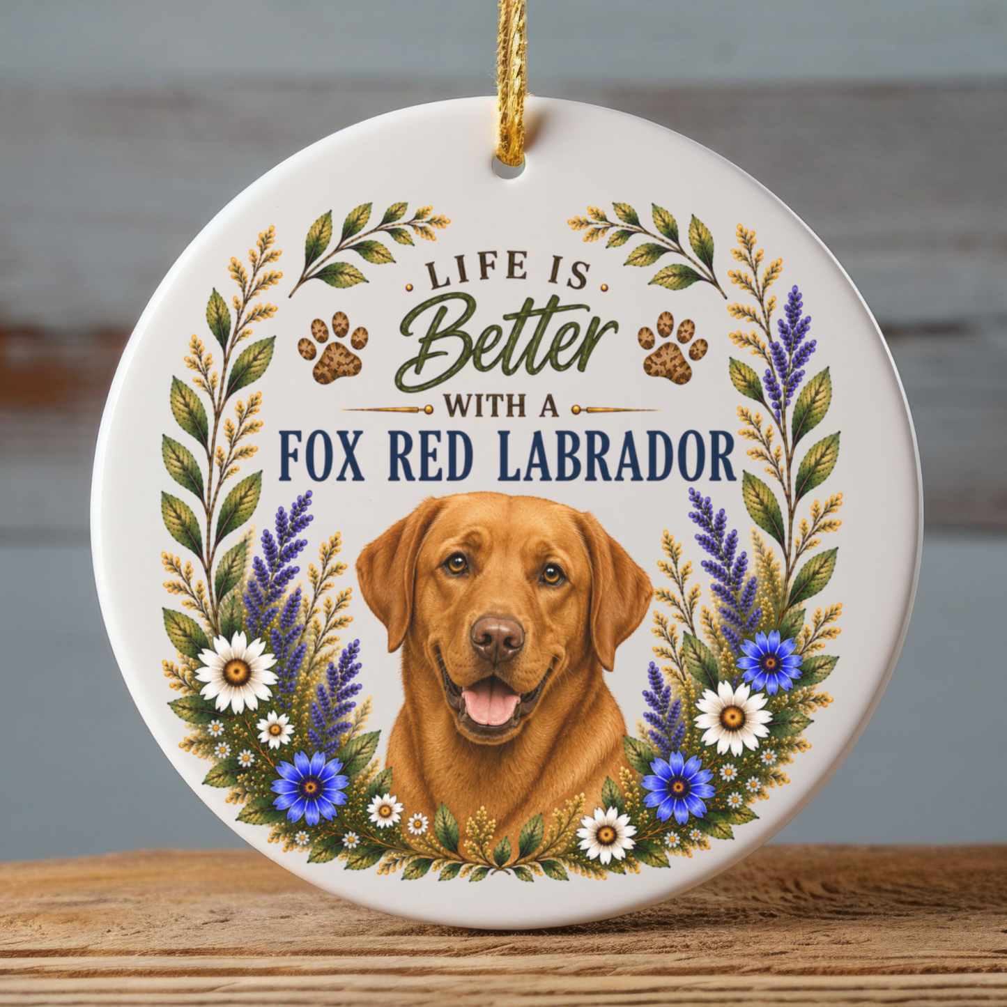 Fox Red Lab Ornament - Life Is Better