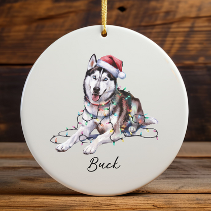 Siberian Husky Ornament Personalized Pet Gift, Custom Christmas Tree Decor