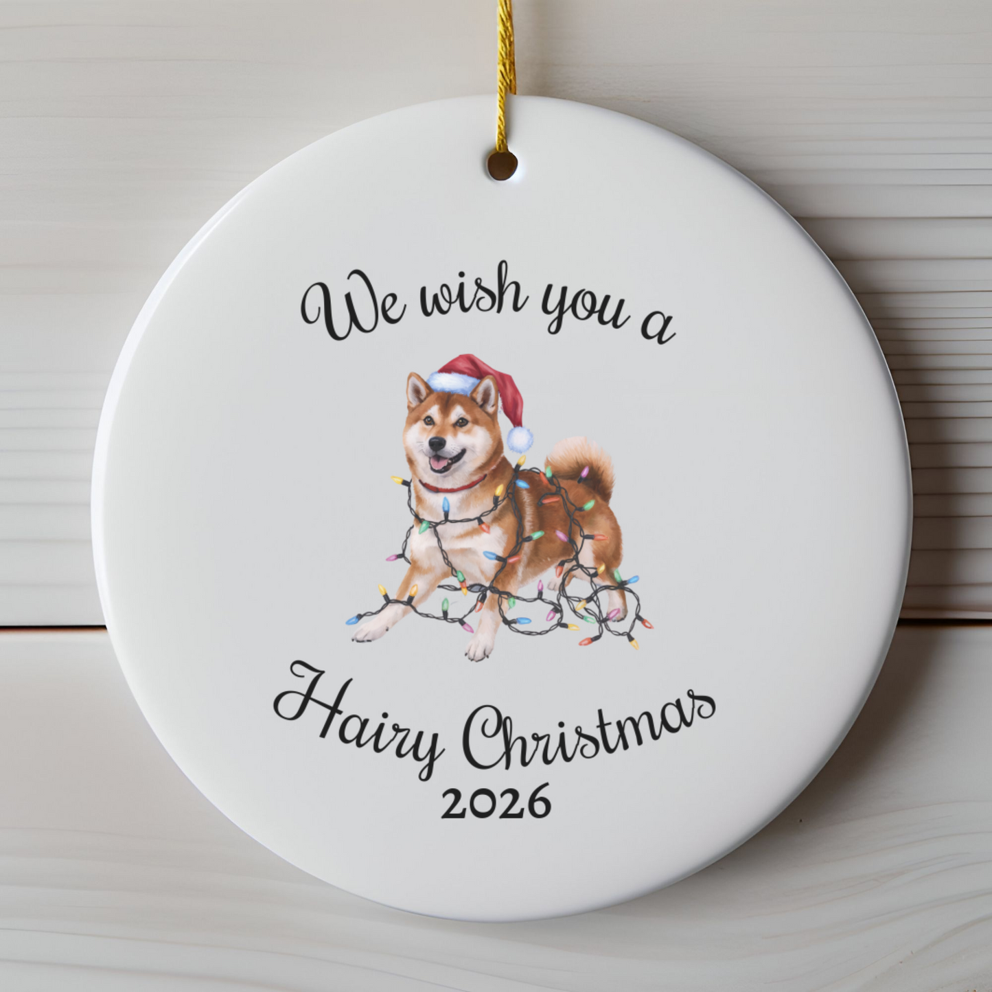 Christmas Red Shiba Inu Ornament, Christmas Lights Dog Keepsake
