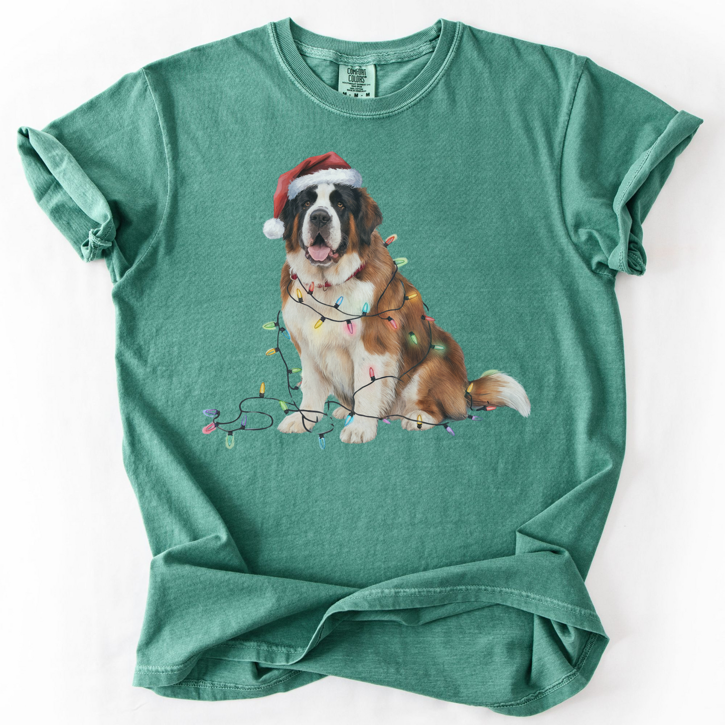 Christmas Saint Bernard Shirt, Christmas Lights Dog Shirt, Christmas Dog, Saint Bernard Mom Shirt, Gift for Dog Lover, Saint Bernard
