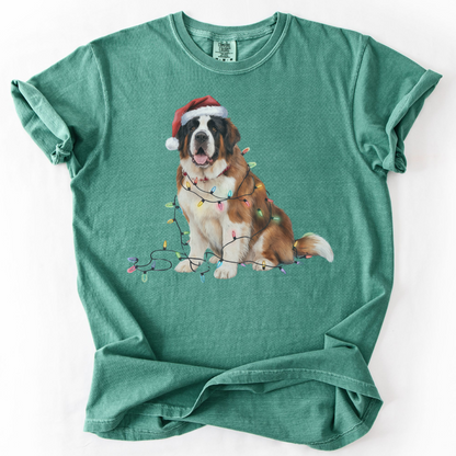 Christmas Saint Bernard Shirt, Christmas Lights Dog Shirt, Christmas Dog, Saint Bernard Mom Shirt, Gift for Dog Lover, Saint Bernard