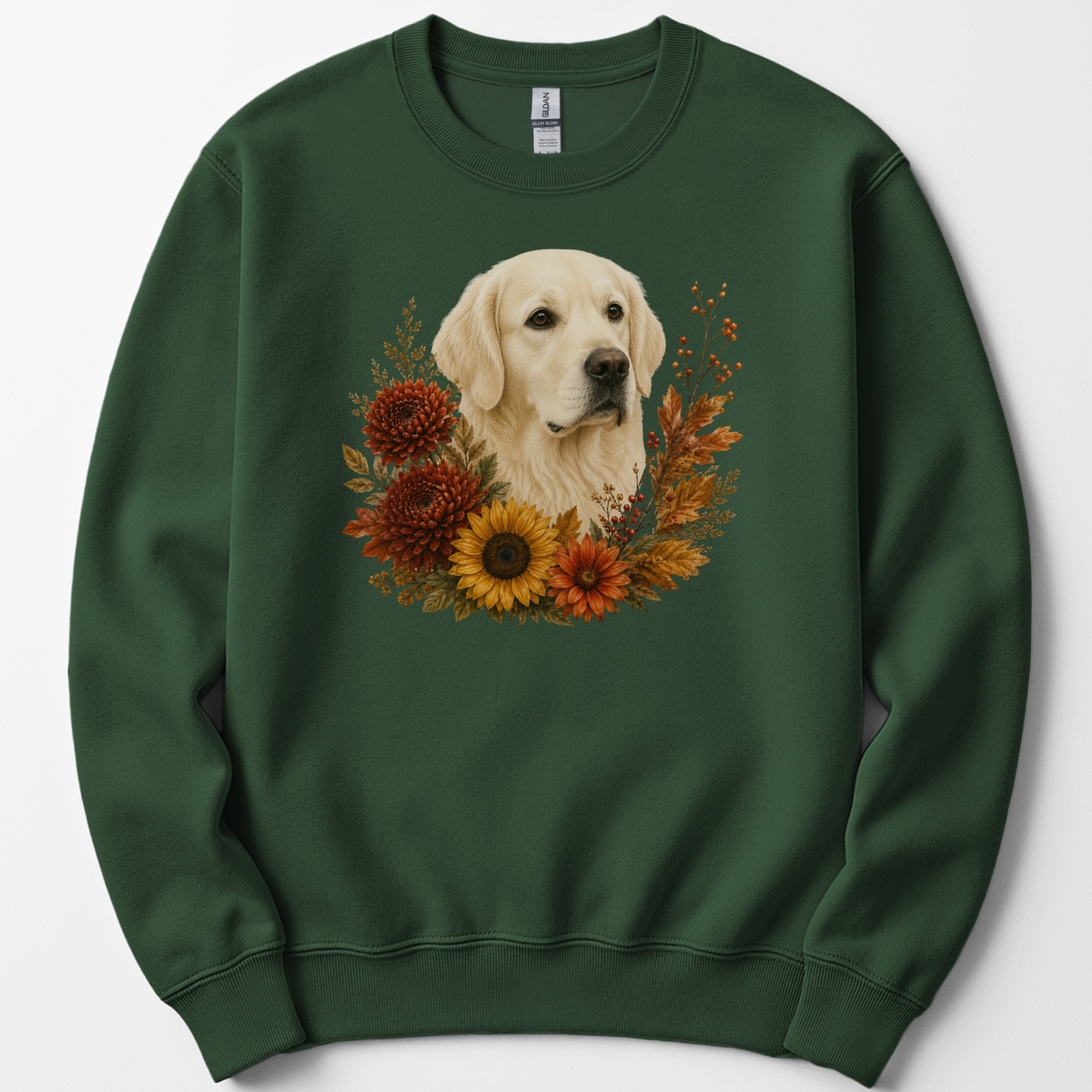 English Cream Golden Retriever Autumn Floral Sweatshirt