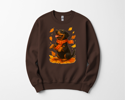 Rottweiler Autumn Shirt, Cozy Fall Dog Sweatshirt, Cute Black Dog Lover Gift, Seasonal Apparel Pullover, Autumn Dog Outfit