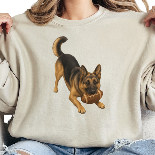 German Shepherd Football Sweatshirt Dog Lover Game Day Crewneck Shepherd Mom Gift