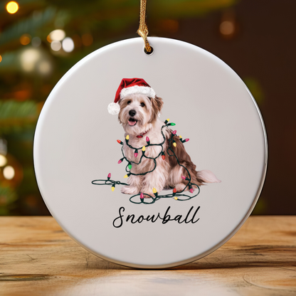 Personalized Coton de Tulear Dog Ornament, Custom Pet Christmas Keepsake, Ceramic Tree Decor
