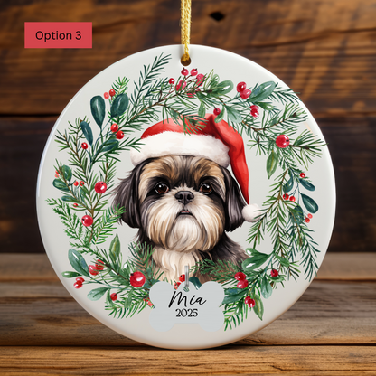 Personalized Shih Tzu Ornament, Custom Dog Christmas Keepsake, Customized Pet Name Ornament, Pet Memorial Ornament, Custom Dog Keepsake