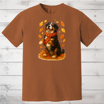 Bernese Mountain Dog Sweatshirt, Cozy Fall Dog Shirt, Cute Dog Sweater, Autumn Dog Lovers Gift, Dog in Leaves, Gift For Dog Moms