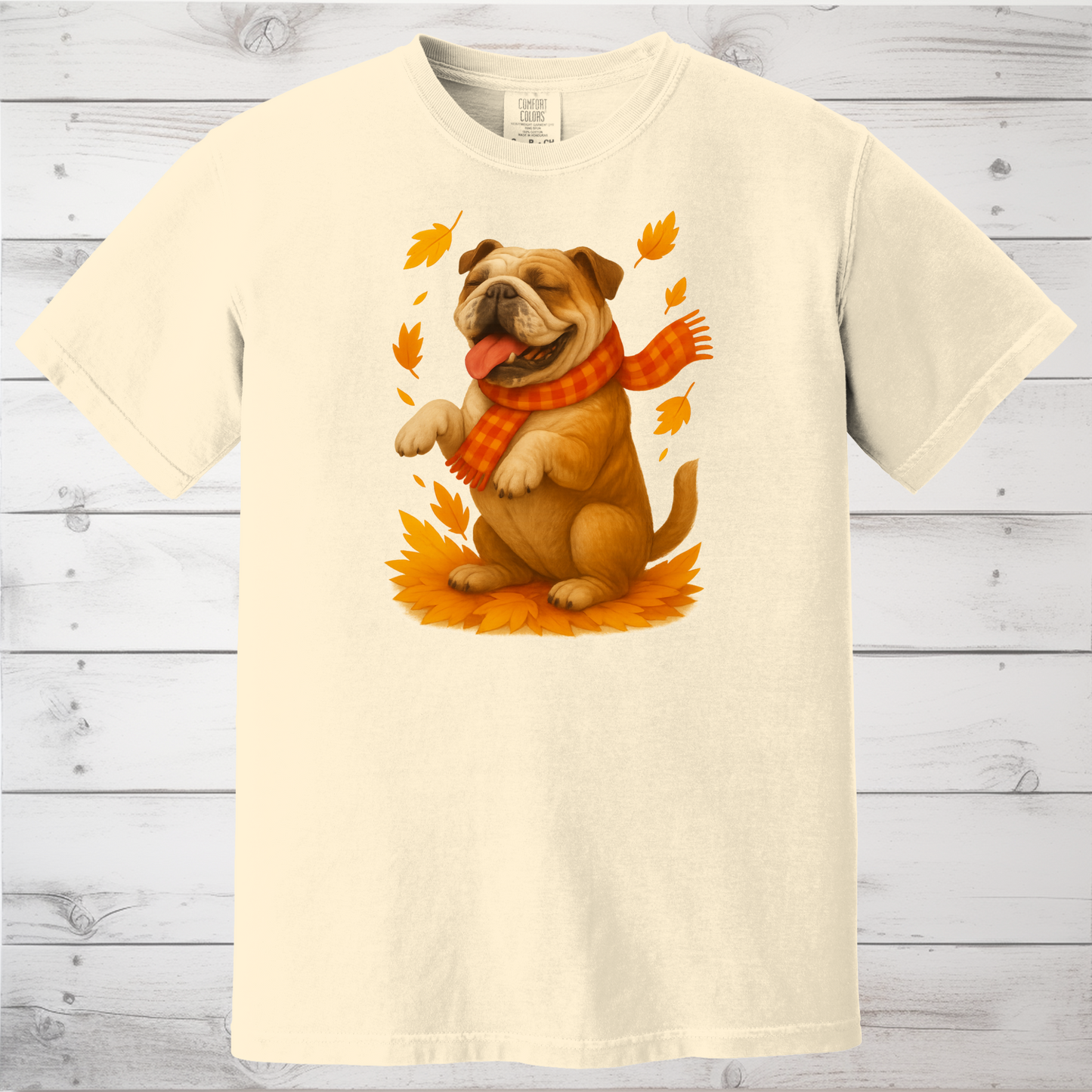 Bulldog Autumn Shirt, Dog Lover Fall Sweater, Cozy Pet Apparel, Cute Dog Seasonal Gift, Bulldog Autumn Wear, Fall Dog Fashion
