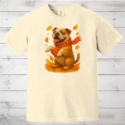 Bulldog Autumn Shirt, Dog Lover Fall Sweater, Cozy Pet Apparel, Cute Dog Seasonal Gift, Bulldog Autumn Wear, Fall Dog Fashion