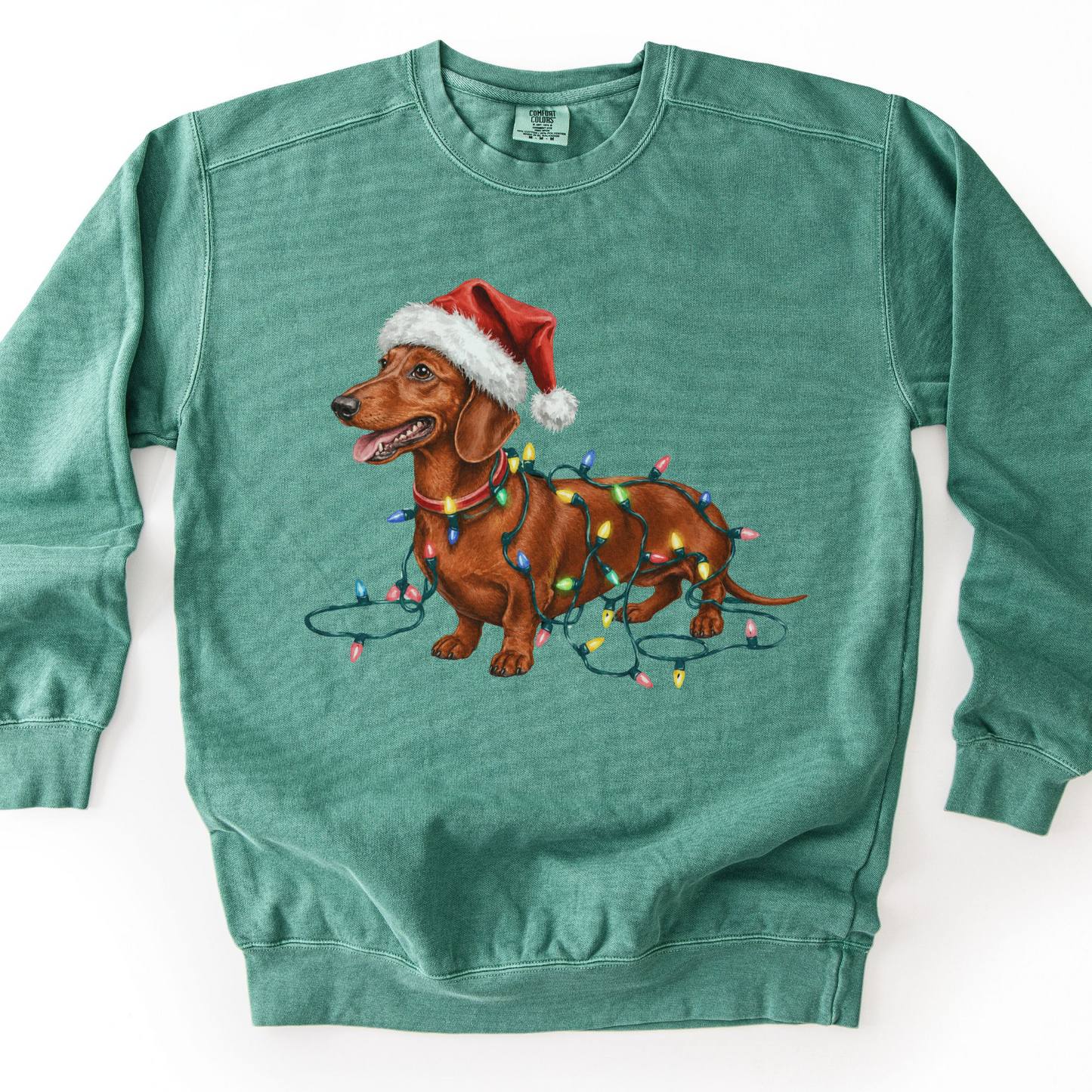 Red Dachshund Christmas Lights Sweatshirt