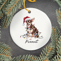 Load image into Gallery viewer, Chihuahua Personalized Ornament, Custom Dog Name Christmas Keepsake

