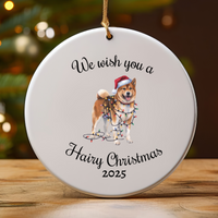 Load image into Gallery viewer, Christmas Akita Ornament, Christmas Lights Dog Keepsake
