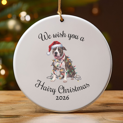 Christmas Pitbull Ornament, Christmas Lights Dog Keepsake