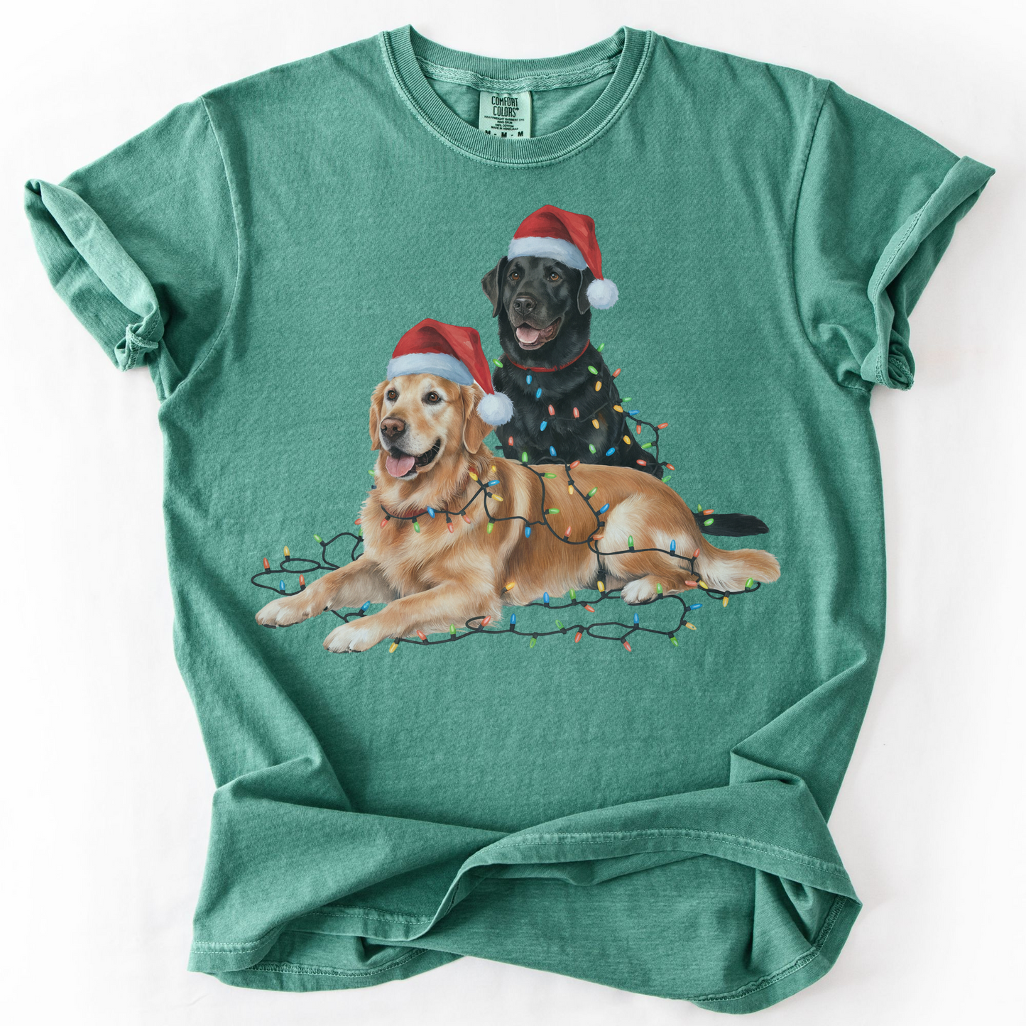 Festive Holiday Christmas Dog Shirt, Santa Hat Labrador Tee, Labrador Golden Retriever Shirt, Christmas Gift for Dog Lovers