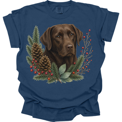 Chocolate Lab Christmas Shirt, Labrador Retriever Dog Mom Tee, Holiday Lab Lover Gift