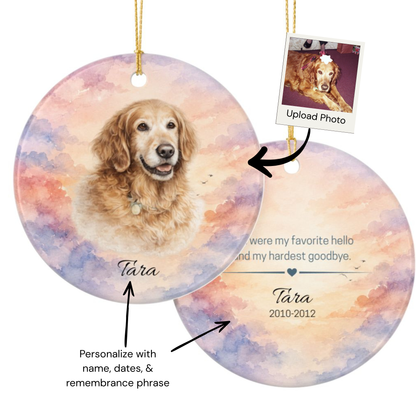 Personalized Pet Memorial Ornament, Custom Photo Rainbow Bridge Christmas Keepsake