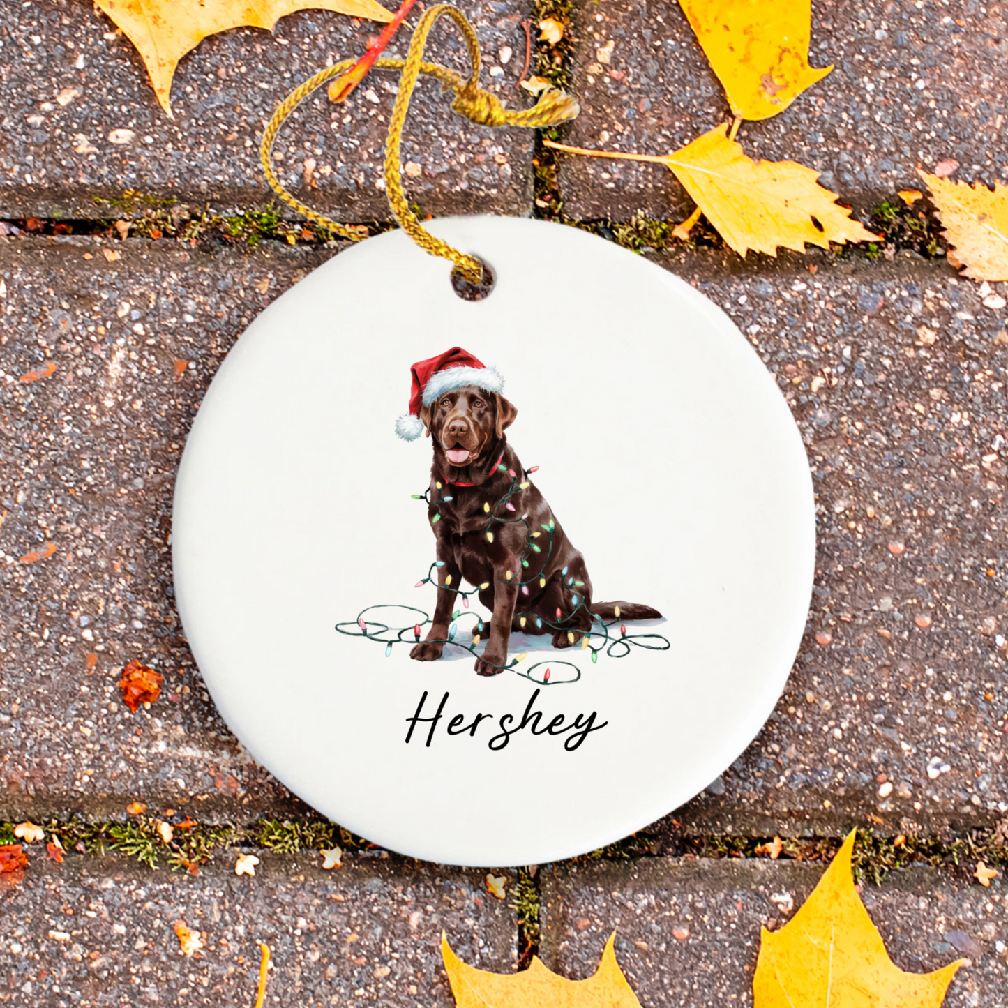 Chocolate Labrador Retriever Ornament, Personalized Dog Christmas Decor